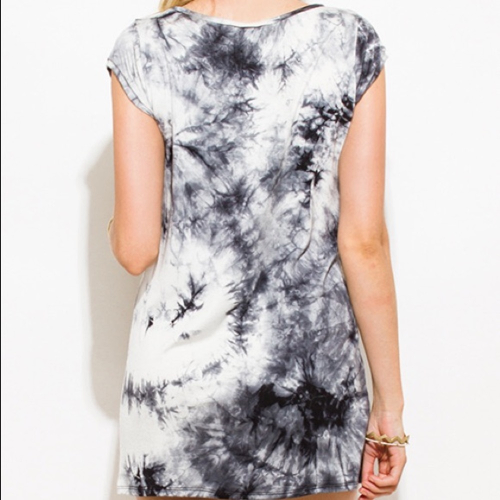 Gray/blue tie-dye long T-shirt/dress